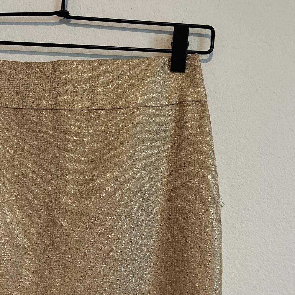 J.Crew Gold Silk Blend Pencil Skirt 0 Retro Glamour Sophisticated Chic Casual - Picture 3 of 5